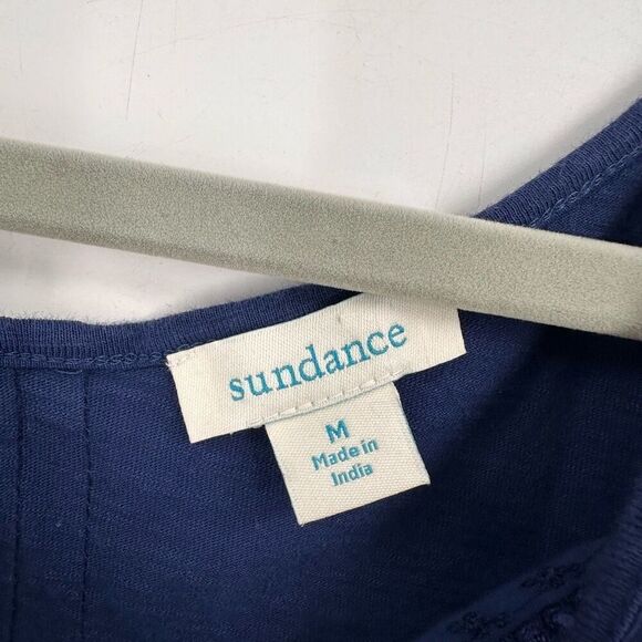 Sundance Floral Lace Navy Blue Boxy Cotton T‎ Shirt Size Medium Lace Minimalist - Picture 2 of 6